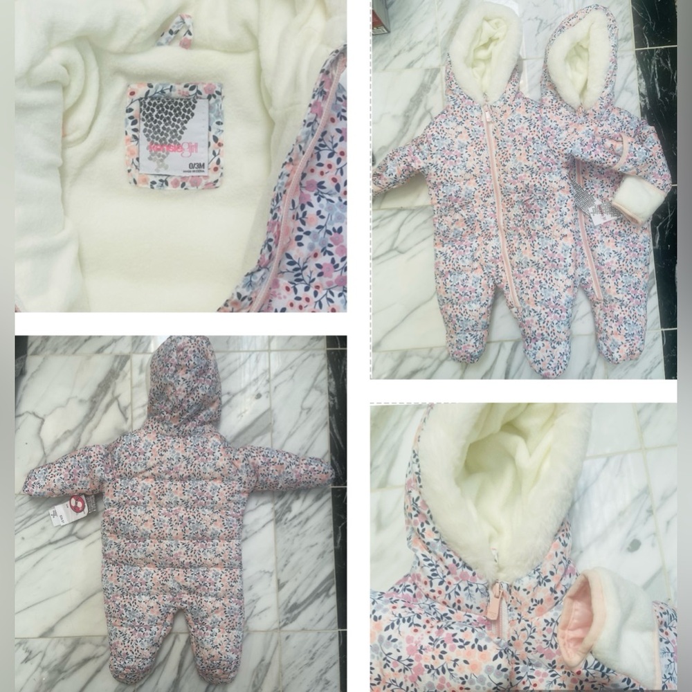 KENSIEGIRL TWINS WINTER OUTREWEAR , CUTE AND SNUGGLY WARM 0-3 MONTHS